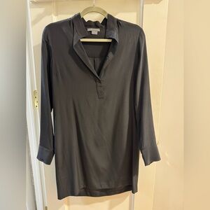 Vince size 4 100% silk dark navy shirt dress